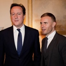 British PM David Cameron with Gary Barlow